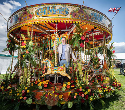 Mig Kimpton with Floral Carousel at Blenheim - flower shows