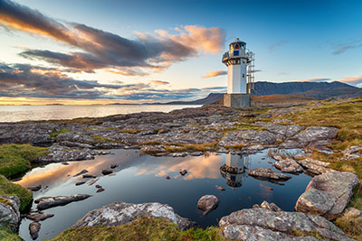 Ullapool Rhue Point Lighthouse route at sunset